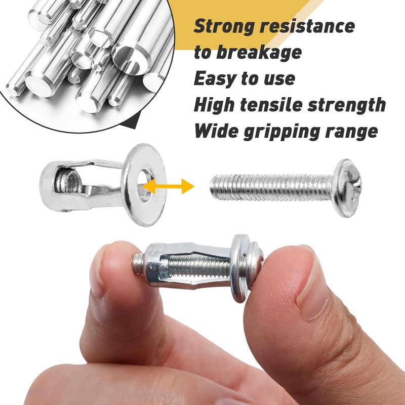 Iffitya 20Pcs M4 x 20 Hollow Door Anchor Set, Metal Cavity Fixing Anchors for Aluminium Cladding, Steel Pipe, Iron Sheet, Plastic Sheet (8 * 16MM) - Image 4
